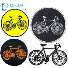 Échantillon gratuit étiquette jacquard réfléchissante personnalisée cyclisme en plein air vélo de montagne insigne tissé vêtement patchs de vélo brodés